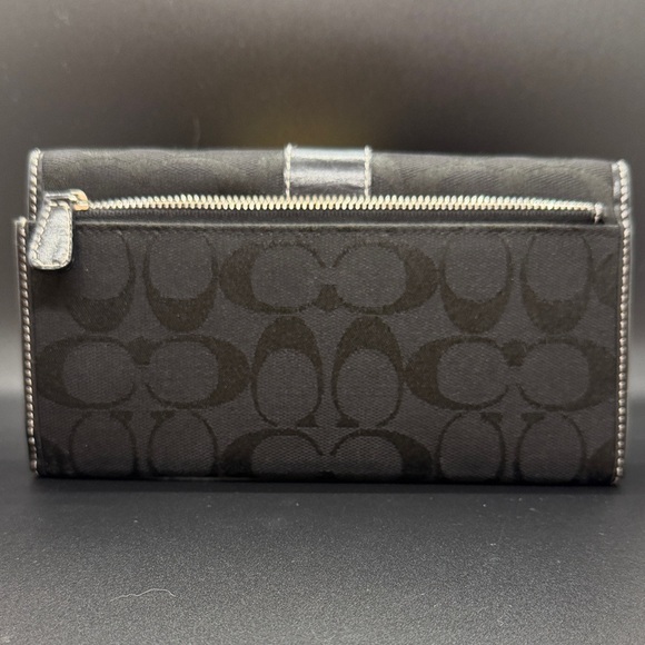Coach Black Signature Women's Trifold or Checkbook Wallet - Picture 2 of 10